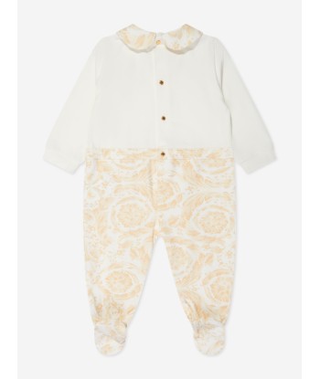 Versace Baby Barocco Georgette Babygrow in White prix pour 