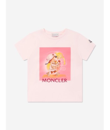 Moncler Enfant Girls Graphic Tennis Logo T-Shirt in Pink Venez acheter