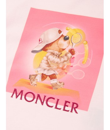 Moncler Enfant Girls Graphic Tennis Logo T-Shirt in Pink Venez acheter