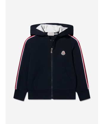 Moncler Enfant Boys Logo Zip Up Top in Navy pas cher