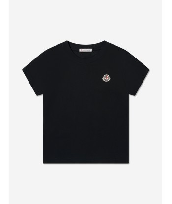 Moncler Enfant Boys Logo T-Shirt in Black paiement sécurisé