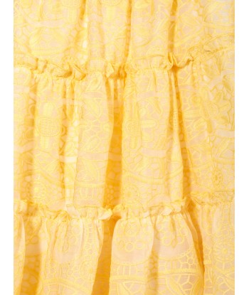 Marlo Girls Juniper Embroidered Maxi Dress in Yellow destockage