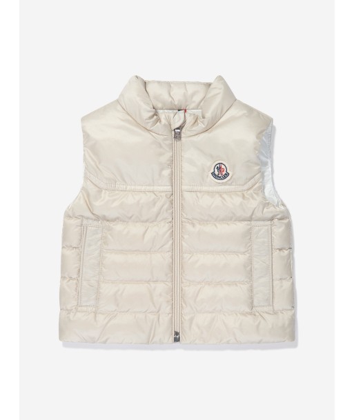 Moncler Enfant Baby Boys Down Padded Camelien Gilet in Beige basket pas cher