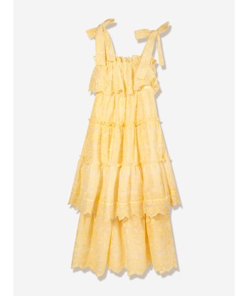 Marlo Girls Juniper Embroidered Maxi Dress in Yellow destockage