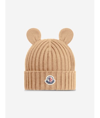 Moncler Enfant Baby Knitted Beanie Hat With Ears in Beige En savoir plus