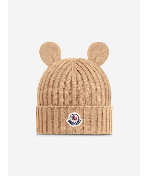 Moncler Enfant Baby Knitted Beanie Hat With Ears in Beige En savoir plus