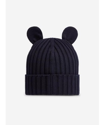 Moncler Enfant Baby Knitted Beanie Hat With Ears in Navy Venez acheter