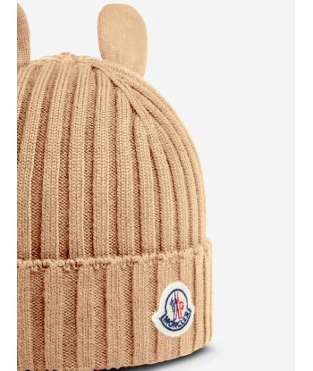 Moncler Enfant Baby Knitted Beanie Hat With Ears in Beige En savoir plus