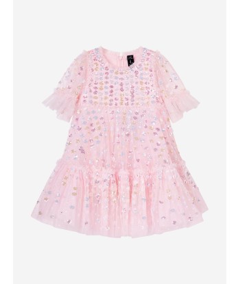 Needle & Thread Girls Raindrop Sequin Dress in Pink online