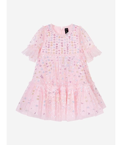 Needle & Thread Girls Raindrop Sequin Dress in Pink online