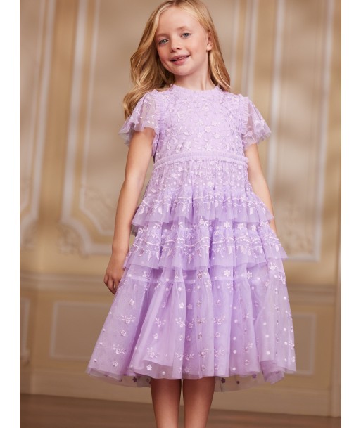 Needle & Thread Girls Angelica Lace Dress in Purple Paris Déstockage Promo