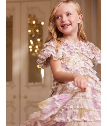 Needle & Thread Girls Wisteria Ruffle Lace Dress in White en ligne des produits 