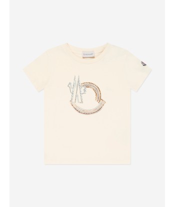 Moncler Enfant Girls Logo T-Shirt in Ivory chez Cornerstreet bien 