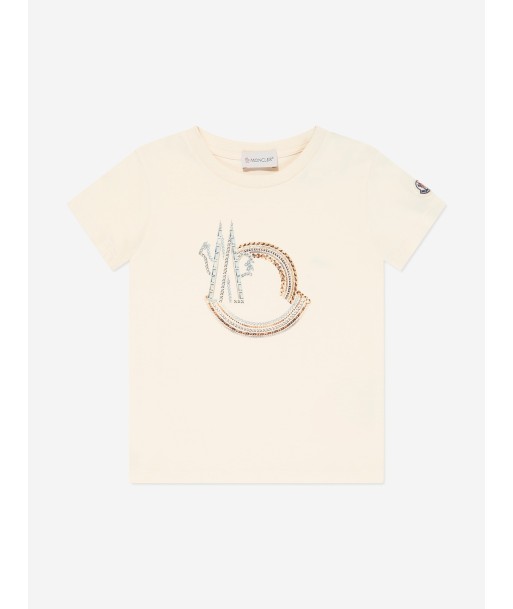 Moncler Enfant Girls Logo T-Shirt in Ivory chez Cornerstreet bien 