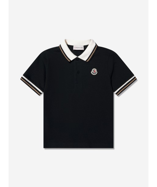 Moncler Enfant Boys Logo Polo Shirt in Black shop