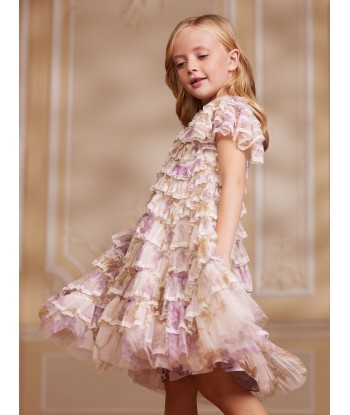 Needle & Thread Girls Wisteria Ruffle Lace Dress in White en ligne des produits 