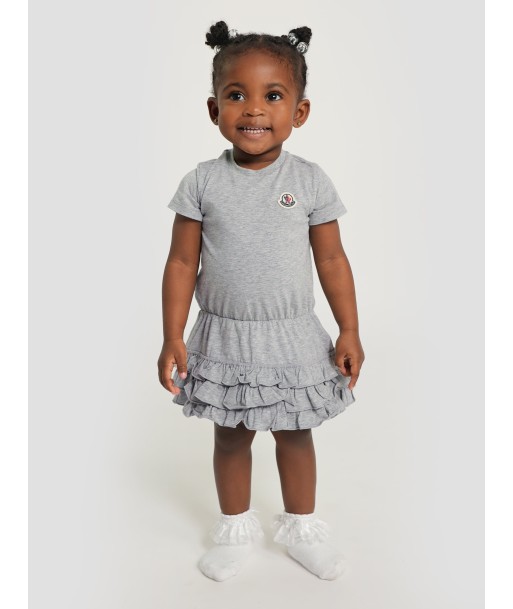 Moncler Enfant Baby Girls Frilly T-Shirt Dress in Grey du meilleur 