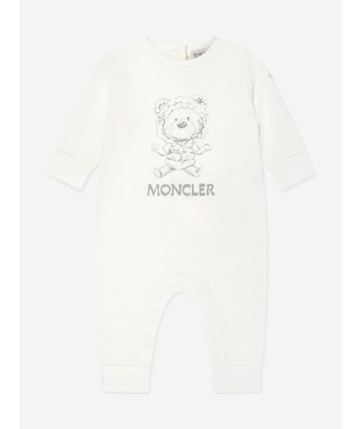 Moncler Enfant Baby Bear Logo Romper in White Les magasins à Paris et en Île-de-France