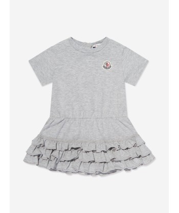 Moncler Enfant Baby Girls Frilly T-Shirt Dress in Grey du meilleur 