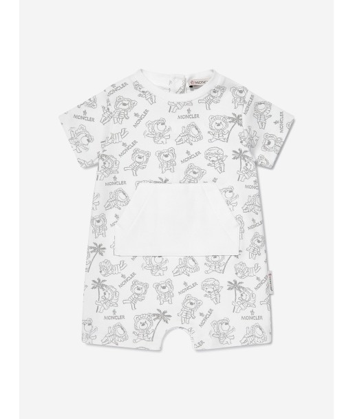 Moncler Enfant Baby Bear Logo Romper in White les ctes