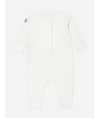 Moncler Enfant Baby Bear Logo Romper in White Les magasins à Paris et en Île-de-France