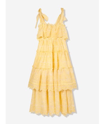 Marlo Girls Juniper Embroidered Maxi Dress in Yellow destockage