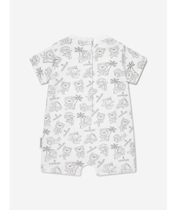 Moncler Enfant Baby Bear Logo Romper in White les ctes