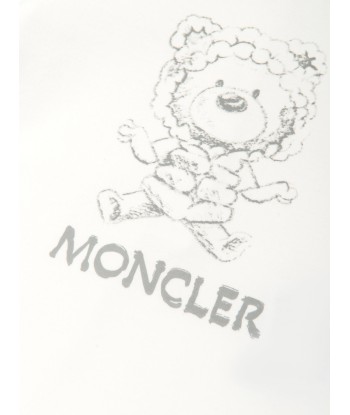 Moncler Enfant Baby Bear Logo Romper in White Les magasins à Paris et en Île-de-France