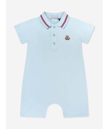 Moncler Enfant Baby Boys Polo Romper in Blue en ligne