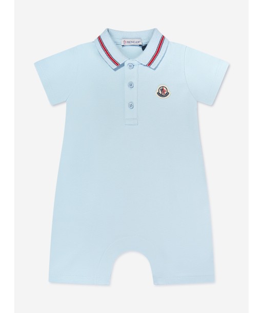 Moncler Enfant Baby Boys Polo Romper in Blue en ligne