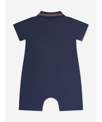 Moncler Enfant Baby Boys Polo Romper in Navy d'Europe débarque