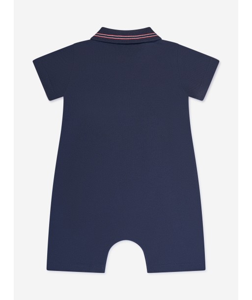 Moncler Enfant Baby Boys Polo Romper in Navy d'Europe débarque