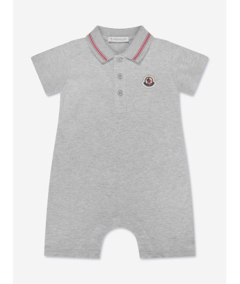 Moncler Enfant Baby Boys Polo Romper in Grey prix pour 