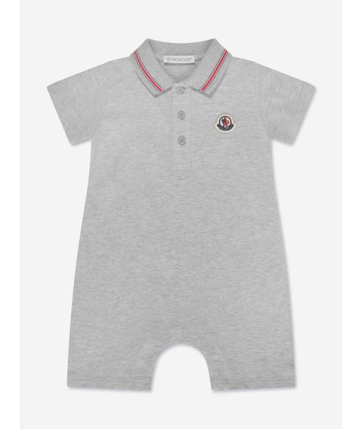 Moncler Enfant Baby Boys Polo Romper in Grey prix pour 