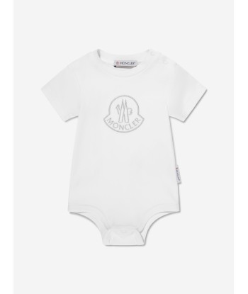 Moncler Enfant Baby Logo Bodysuit in White en ligne