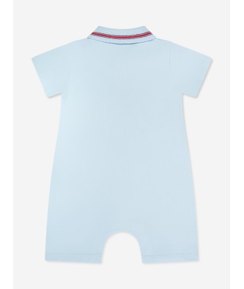 Moncler Enfant Baby Boys Polo Romper in Blue en ligne