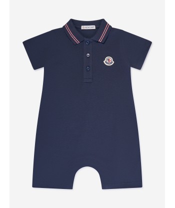 Moncler Enfant Baby Boys Polo Romper in Navy d'Europe débarque