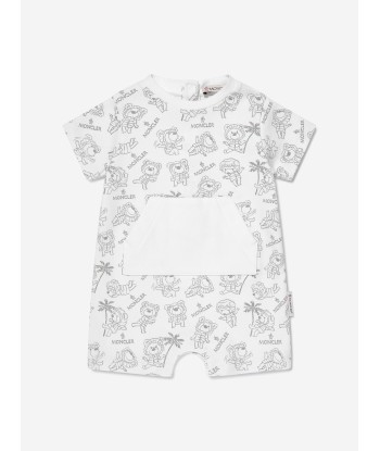 Moncler Enfant Baby Bear Logo Romper in White les ctes