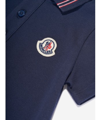 Moncler Enfant Baby Boys Polo Romper in Navy d'Europe débarque