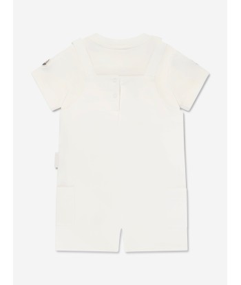 Moncler Enfant Baby Girls Logo Romper in Ivory Faites des économies