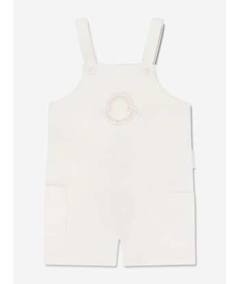 Moncler Enfant Baby Girls Logo Romper in Ivory Faites des économies