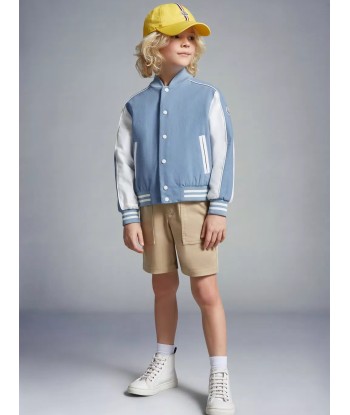 Moncler Enfant Boys Kobby Bomber Jacket in Blue pas chere