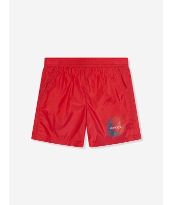 Moncler Enfant Boys Logo Swim Shorts in Red les ctes