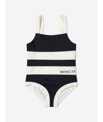 Moncler Enfant Girls Striped Swimsuit in Black Pour