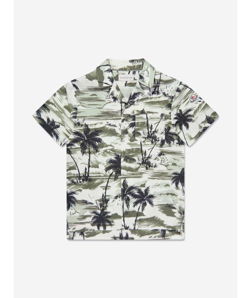 Moncler Enfant Boys Palm Trees Shirt in Green en ligne