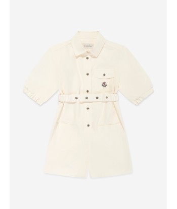 Moncler Enfant Girls Cotton Playsuit in Ivory 2023