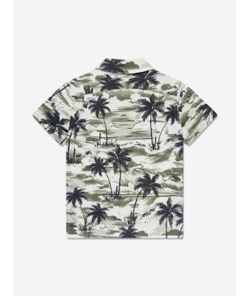 Moncler Enfant Boys Palm Trees Shirt in Green en ligne