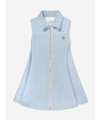 Moncler Enfant Girls Sleeveless Denim Zip Dress in Blue 2024