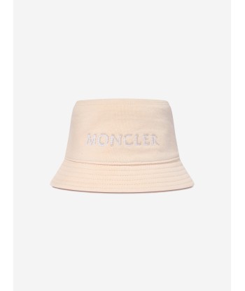 Moncler Enfant Girls Logo Bucket Hat in Ivory acheter en ligne