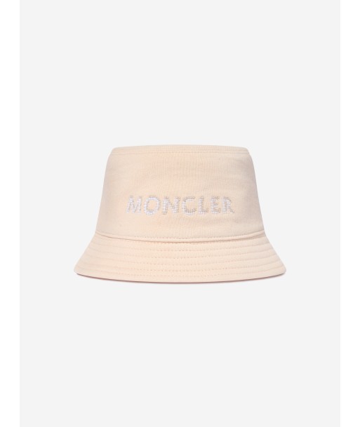 Moncler Enfant Girls Logo Bucket Hat in Ivory acheter en ligne